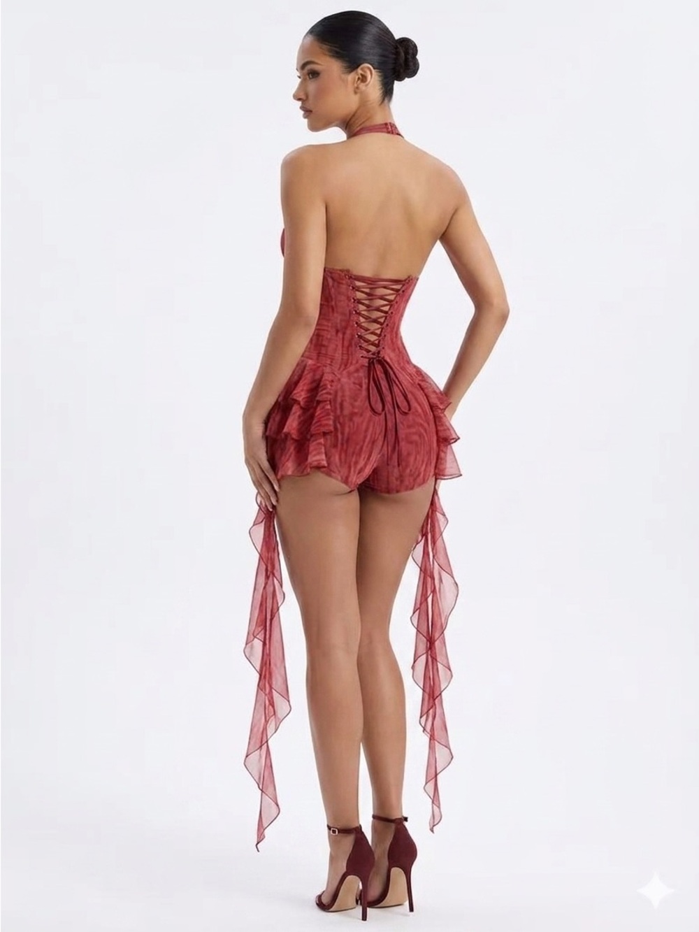 Oh Polly Kristena Ruffled Halterneck Bodysuit - Picture 2 of 3